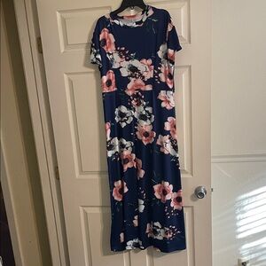 Floral Navy Maxi Dress xl